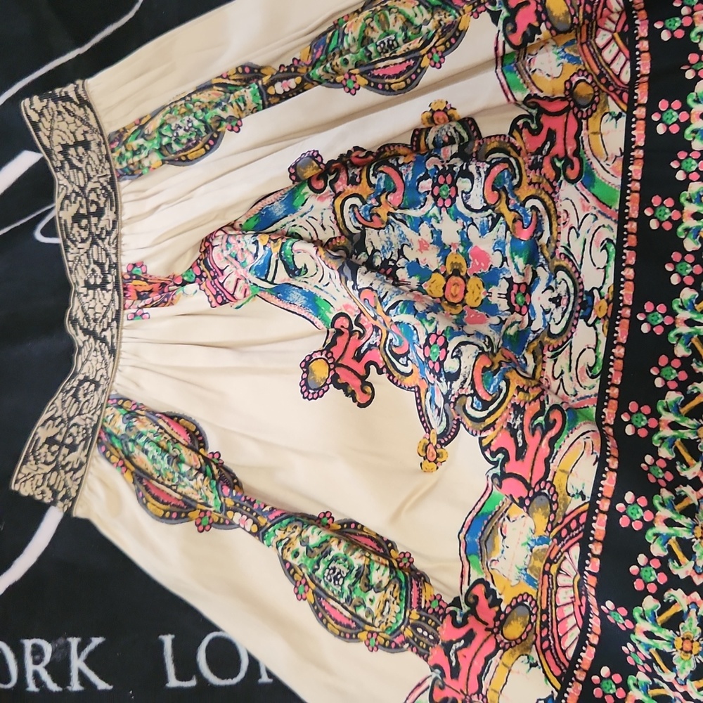 Colorful earth tone skirt with stretch waistband